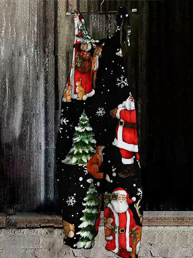 Christmas Black Santa Casual Jumpsuit-mysite
