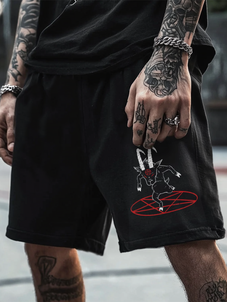 Satanic Skull Devil Pentagram Dark Digital 3D Printed Shorts / Rvogue / Rvogue