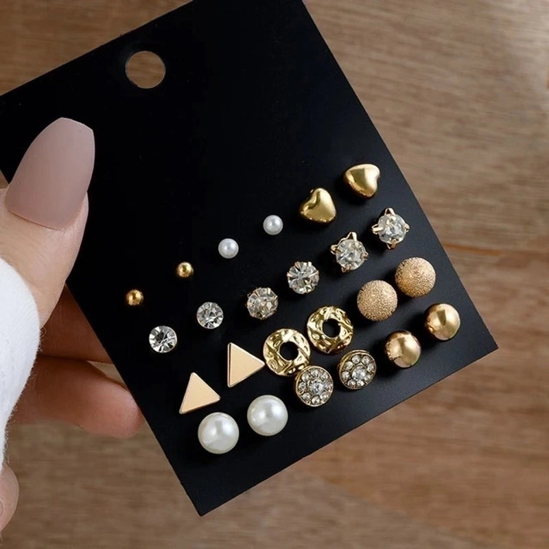 1 Set Minimalist Circle Heart Shape Butterfly Metal Plating Inlay Pearl Women’s Earrings