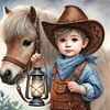 Boy And Pony-11CT Stamped Cross Stitch 40*40cm/15.75*15.75in