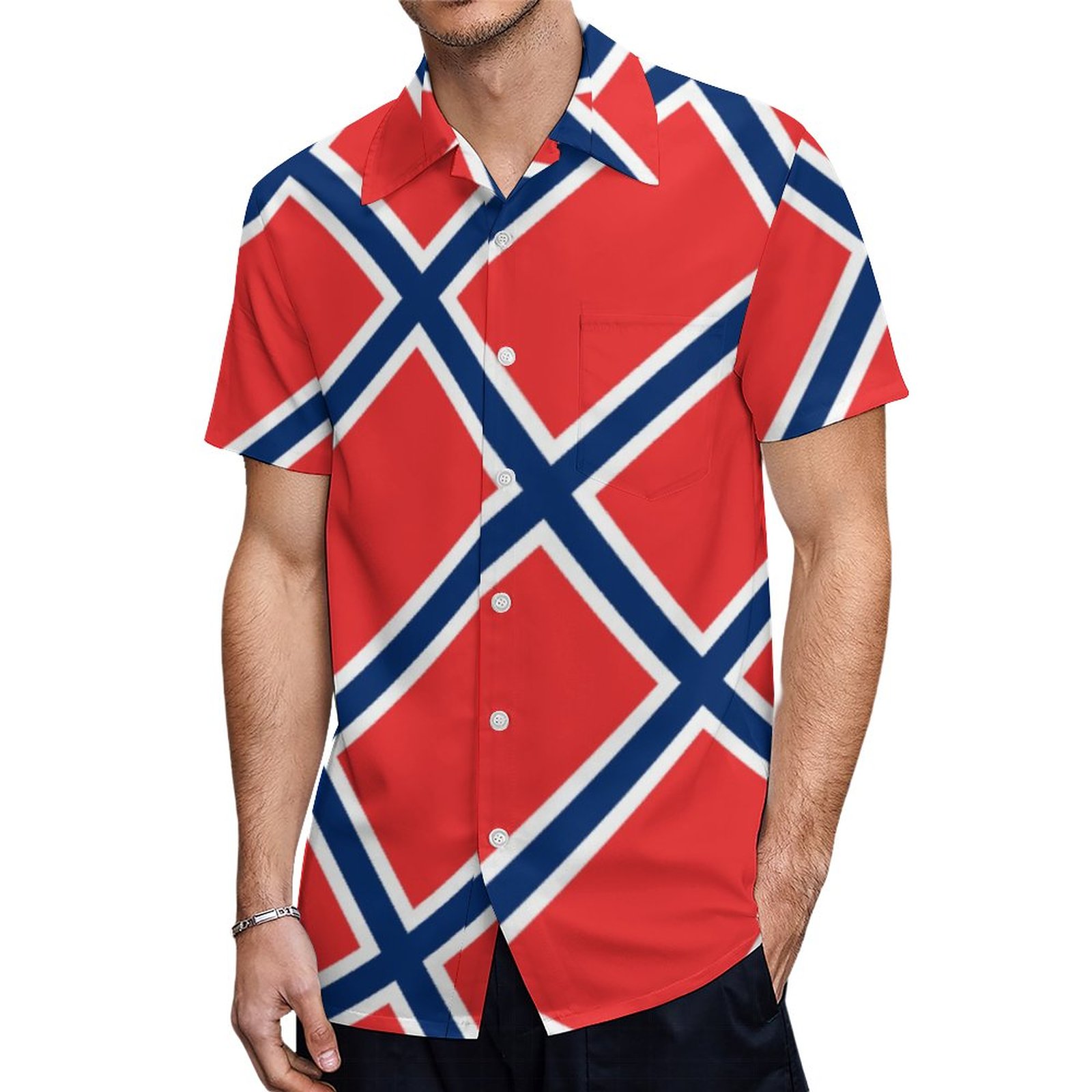Norway Flag Norwegian Patriotic Hawaiian Shirt Mens Button Down Plus Size Tropical Hawaii Beach Shirts