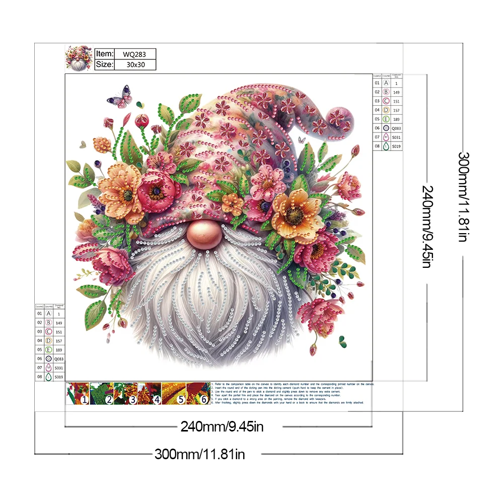 Diamond Painting - Partial Special Shaped Drill - Flower Gnome(Canvas|30*30cm)