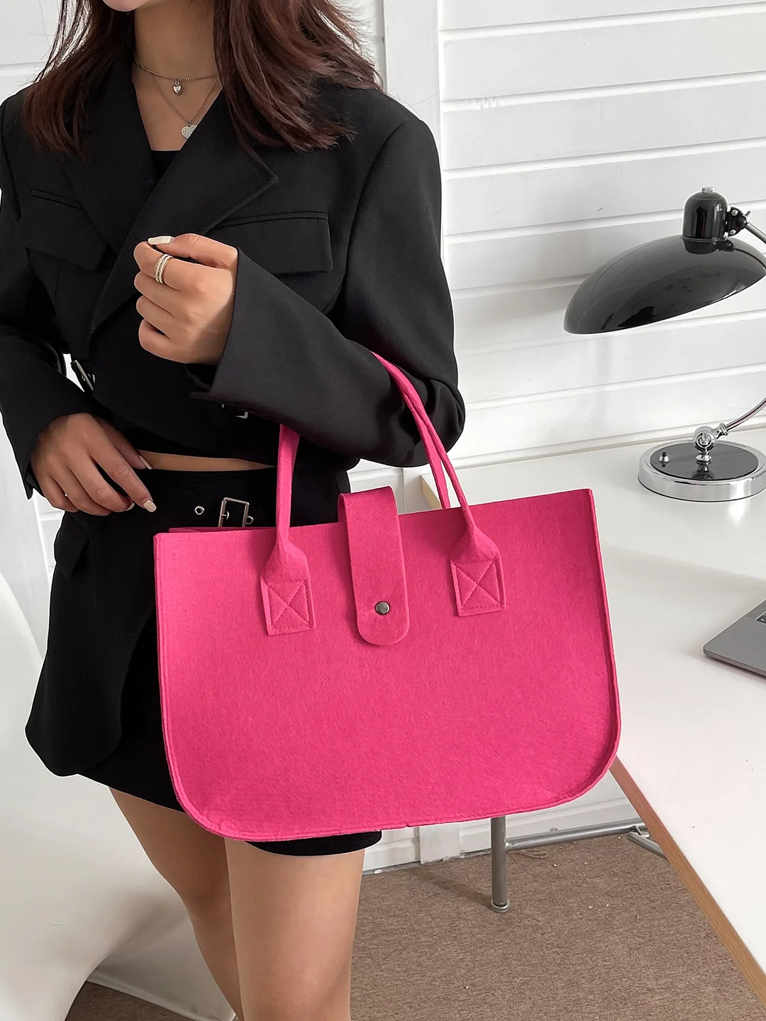 Minimalist Felt Shoulder Tote Bag