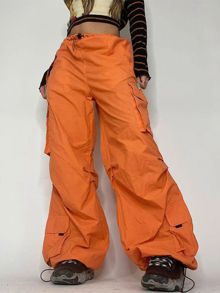 Jacqueline Summer Drawstring Zip Cargo Pants Women y2k clothes Loose Hip Hop Trousers Jogger Fashion Casual Retro Wide Leg Pants