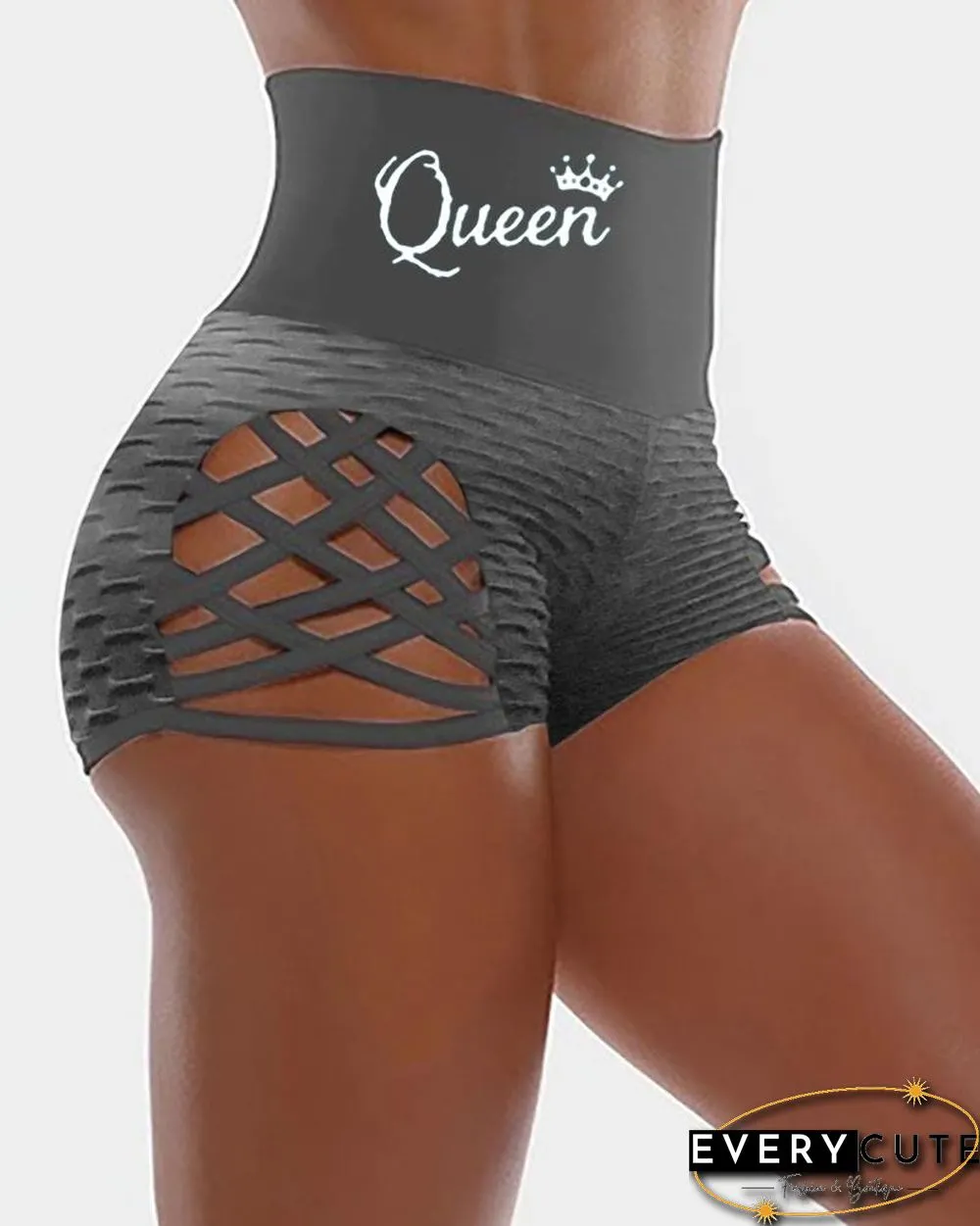 Print Cutout Bandage High Waist Pants