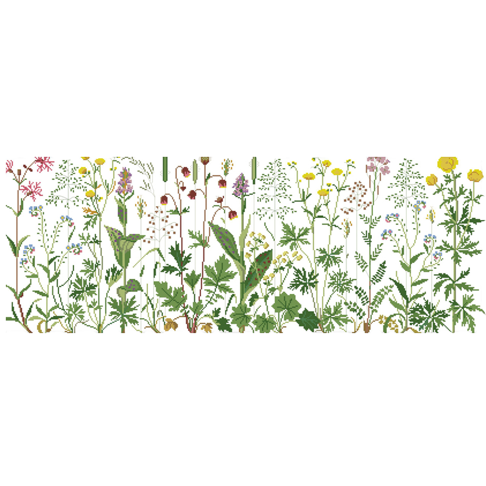 

Flower on Meadow - 11CT Stamped Cross Stitch - 108*46CM, 501 Original