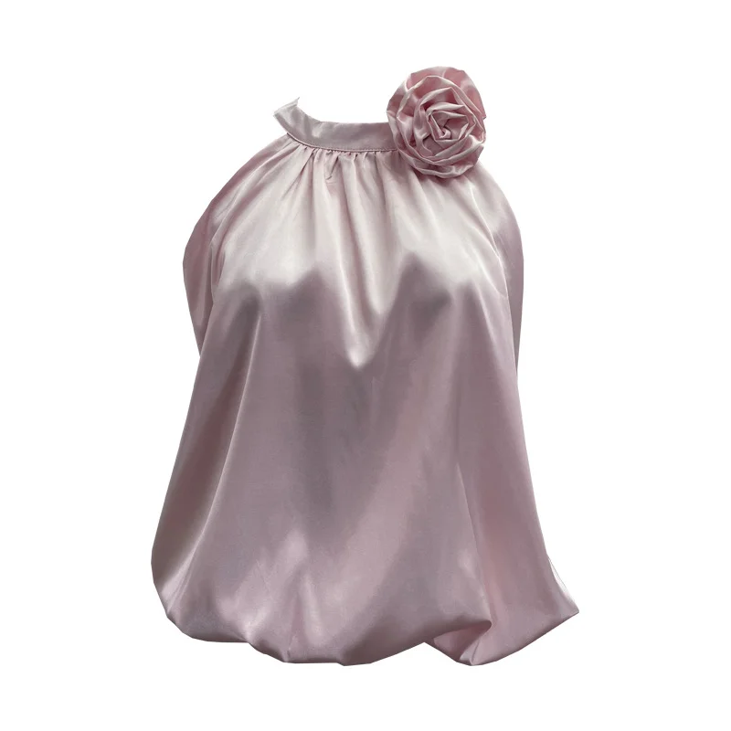 Nigikala Nigikala Shooting French Gold Wind Hanging Shoulder Waistcoat Woman Design Feel Sleeveless Bud Top Loose Shirt 1170