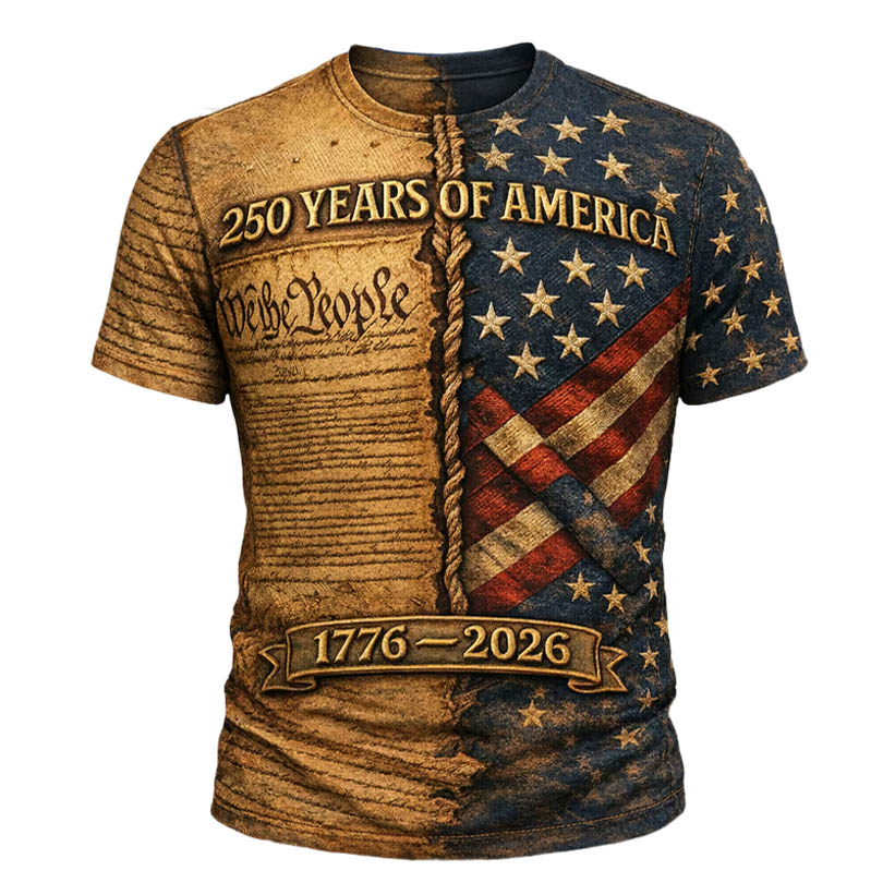 Men's Vintage American 250th Anniversary USA Patriotic Short-Sleeve T-Shirt - Helixace