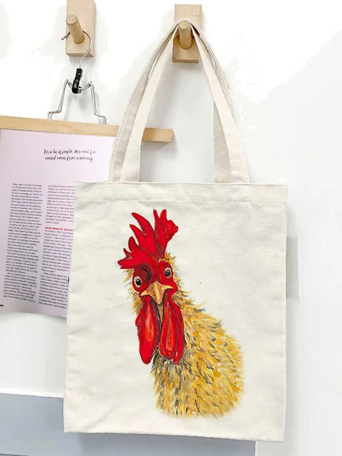 Funny Rooster Chicken Canvas Bag socialshop