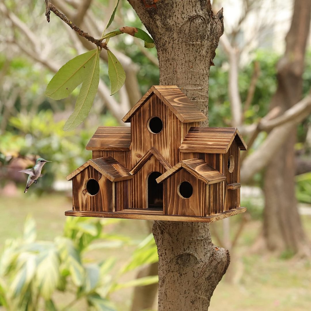 🔥Last Day 50% OFF🔥6 Hole Handmade Natural Bird House for Backyard/Courtyard/Patio Decor
