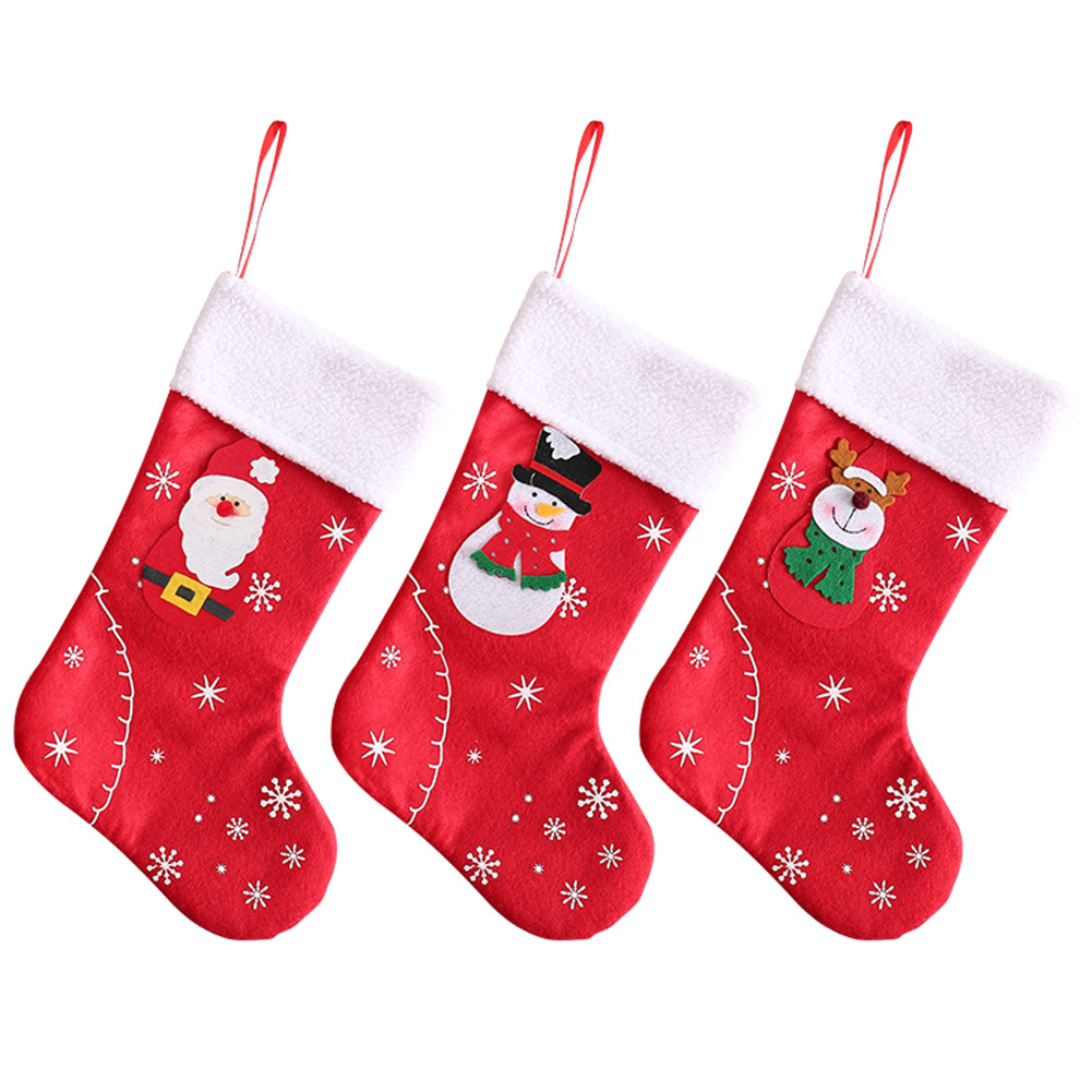 

3pcs Christmas Stockings Socks w/Snowman Santa Elk Printing Candy Gift Bag, 501 Original