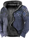 Men's Fleece Jacket Full Zip Hoodie Fleece Hoodie Sherpa Jacket Denim Blue Blue Yellow Camel Orange Hooded Tribal Graphic Prints Zipper Print Casual Daily Sports 3D Print Fleece Basic Designer Casual-KZyou
