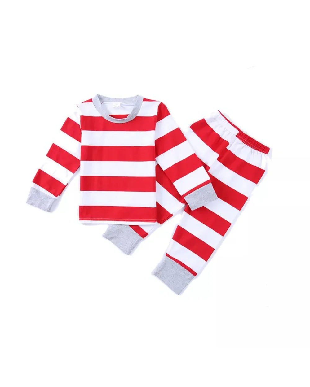 Red White plaid print Christmas family pajamas