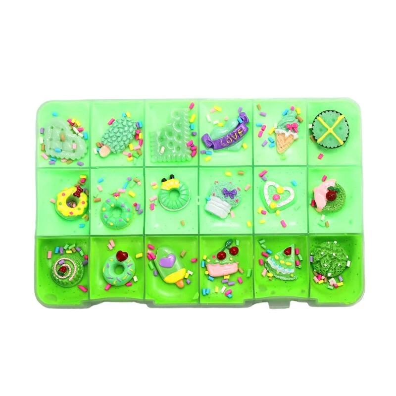 18 Grid Ice Cream Biscuits Cotton Mud Color Matching Slime Set Handmade Diy Accessories Plasticine Children'S Decompression Toy