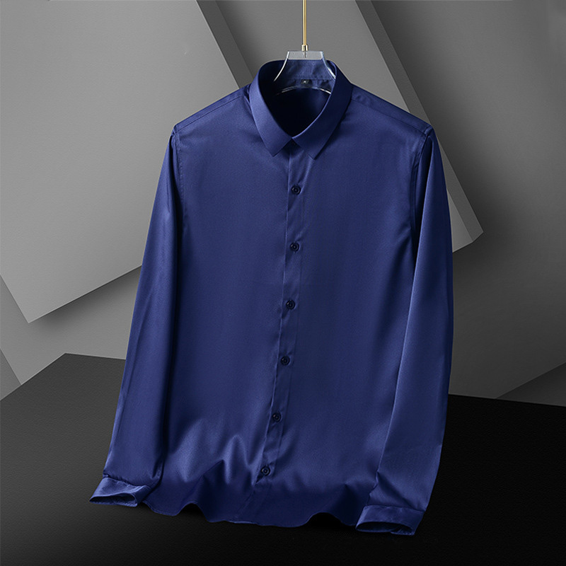 Raptureculture fashion clothes men New Spring Summer Men's Shirt Non-Ironing Anti-Wrinkle Business Casual Solid Color Elastic Smooth Long-Sleeve Social Work Shirt