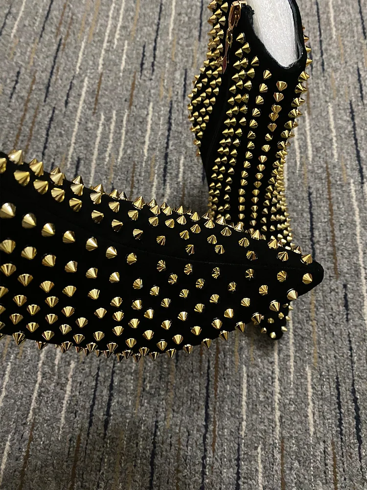 3.94"/4.72" Women's Ankle Boots with Rivets Closed Pointed Toe Stilettos Boots