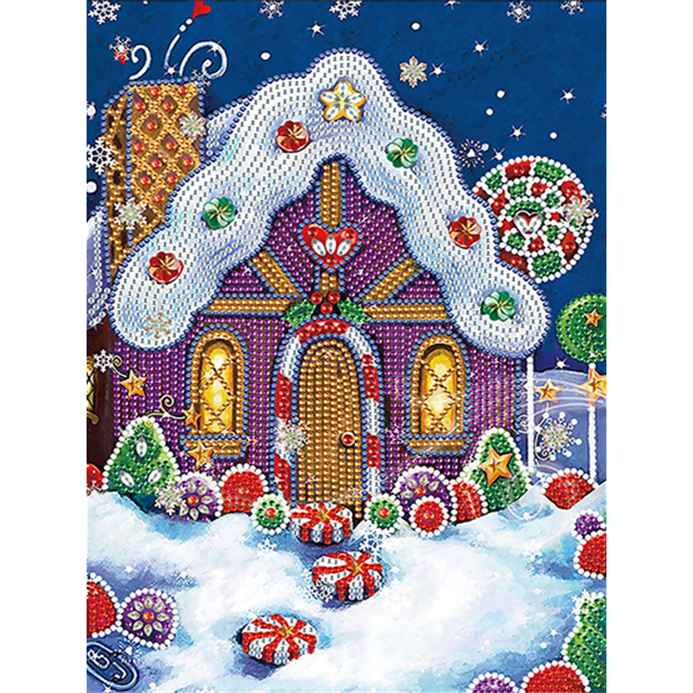 Christmas Atmosphere 30*40CM(Canvas) Special Shaped Drill Diamond Painting gbfke