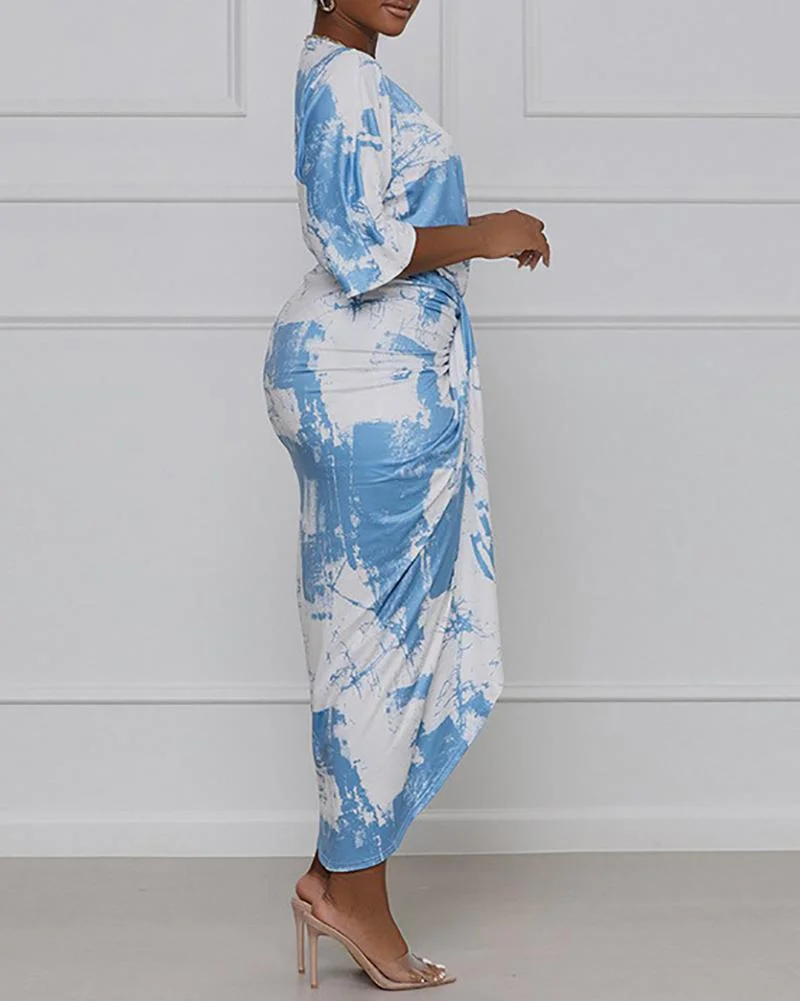 Tie-Dye Printed Irregular Dress