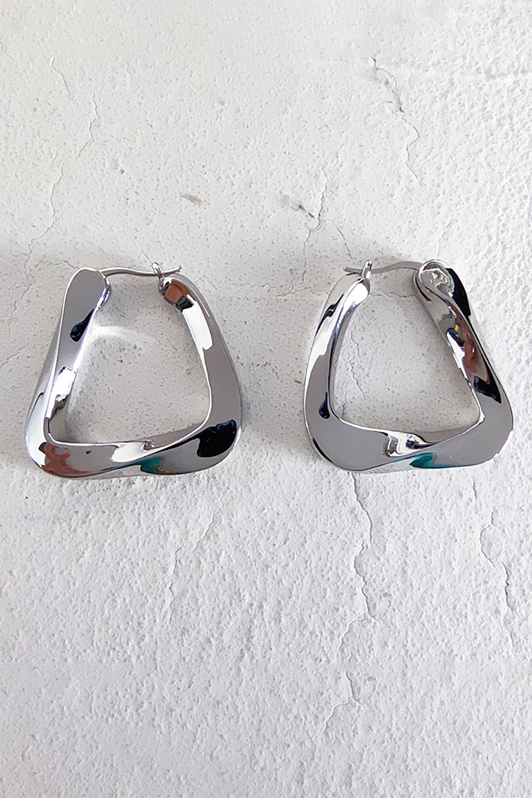 Irregular Geometric Alloy Hoop Earrings-Gold1