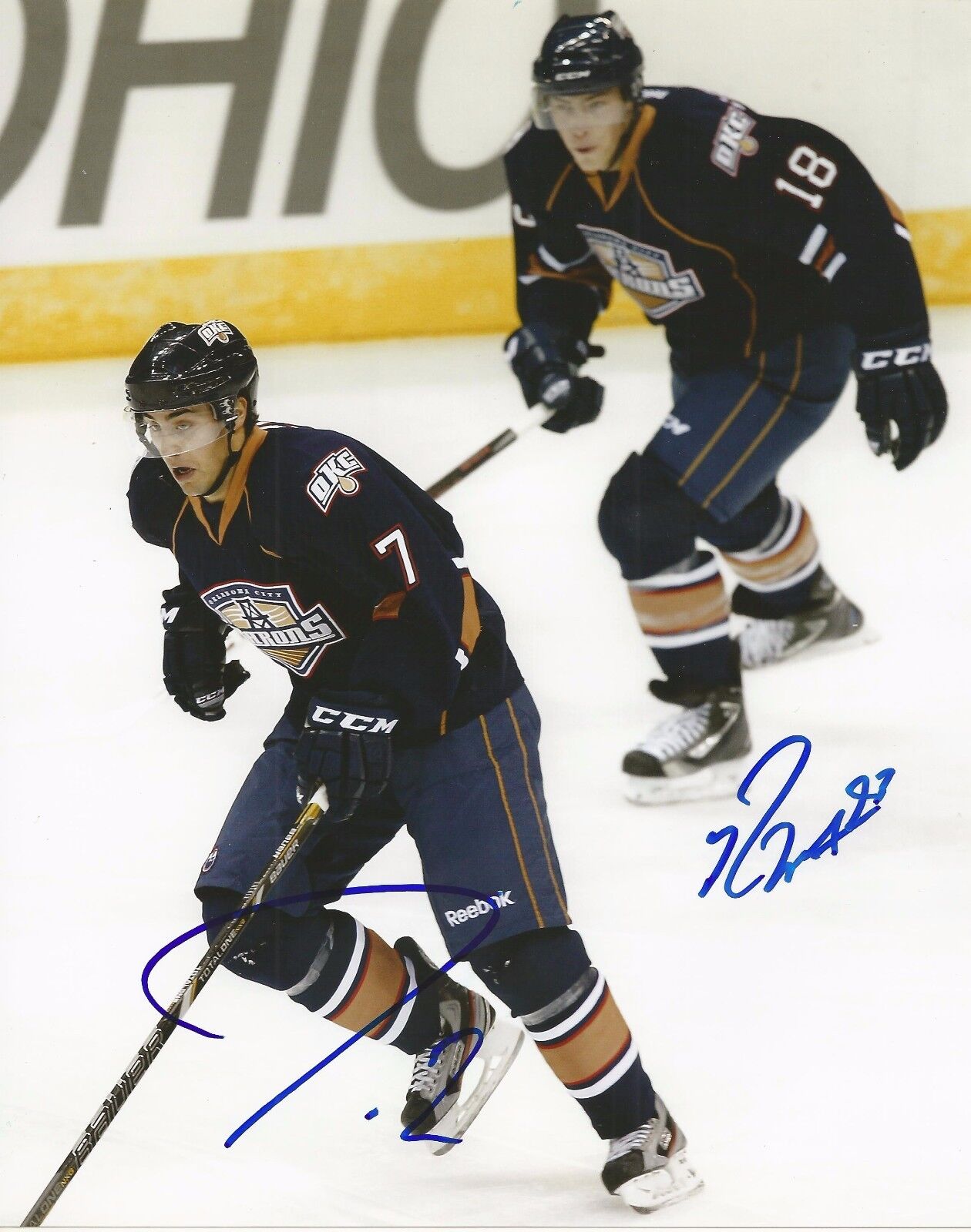 JORDAN EBERLE & RYAN NUGENT-HOPKINS DUAL SIGNED OKC BARONS 8x10 Photo Poster painting w/COA