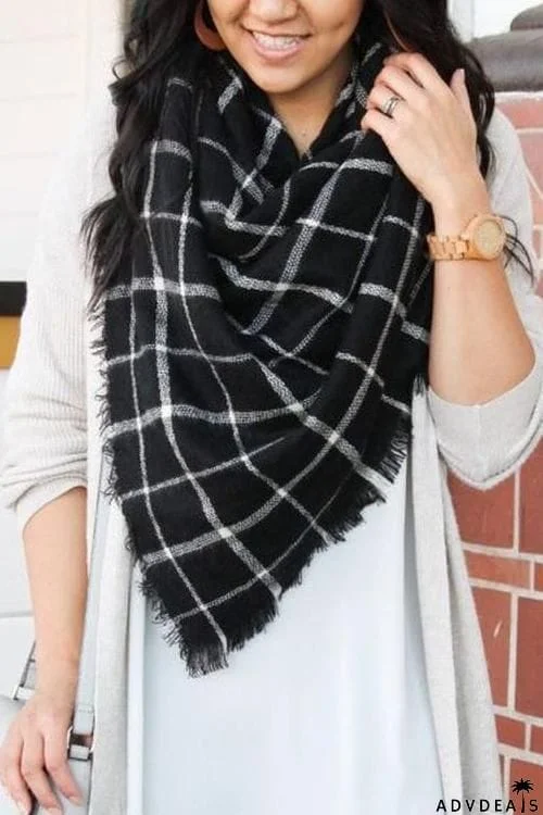 Tassels Plaid Scarf