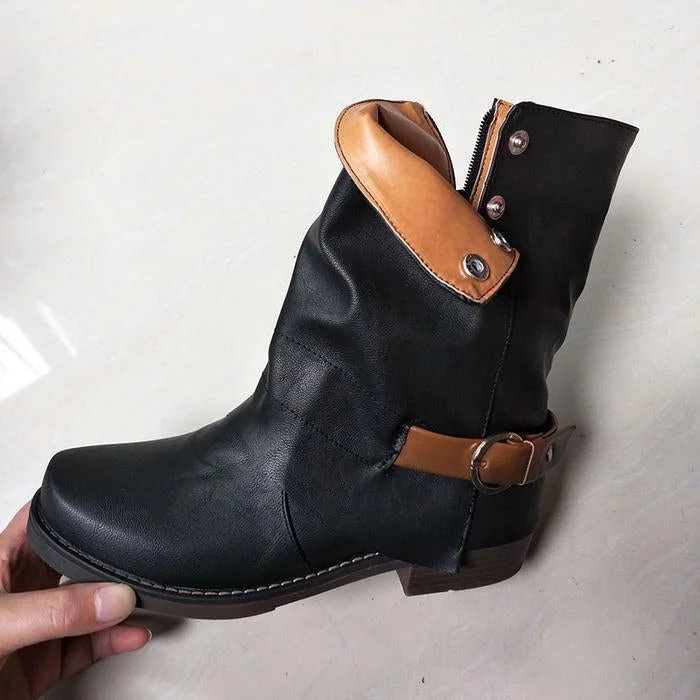 Daily Zipper Winter Low Heel Plus Size Boots | EGEMISS