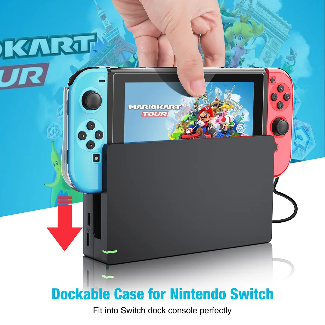 DinoFire Switch Protective Case & Tempered Glass Screen Protectors for Nintendo Switch , Crystal Clear Case for Switch