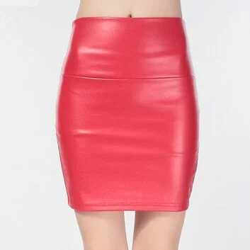 Mini Skirts Women Pencil Skirt Pu Leather High Waist Party Female Sexy Short Woman Bodycon Saias Feminina 20 Candy Colors Skirt