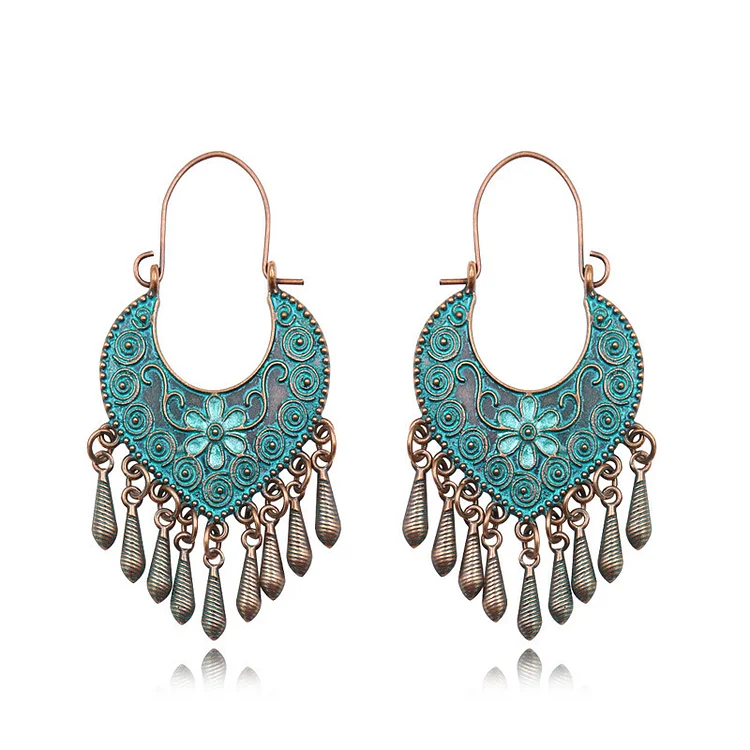 Women's ethnic retro style tassel earrings