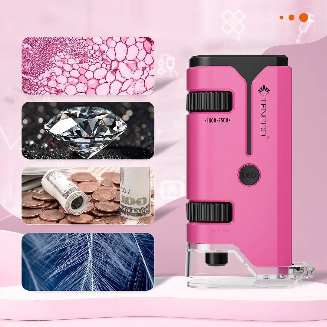 BEBANG 100X-250X Pocket Microscope, Portable Handheld Mini Microscope for Adults Kids