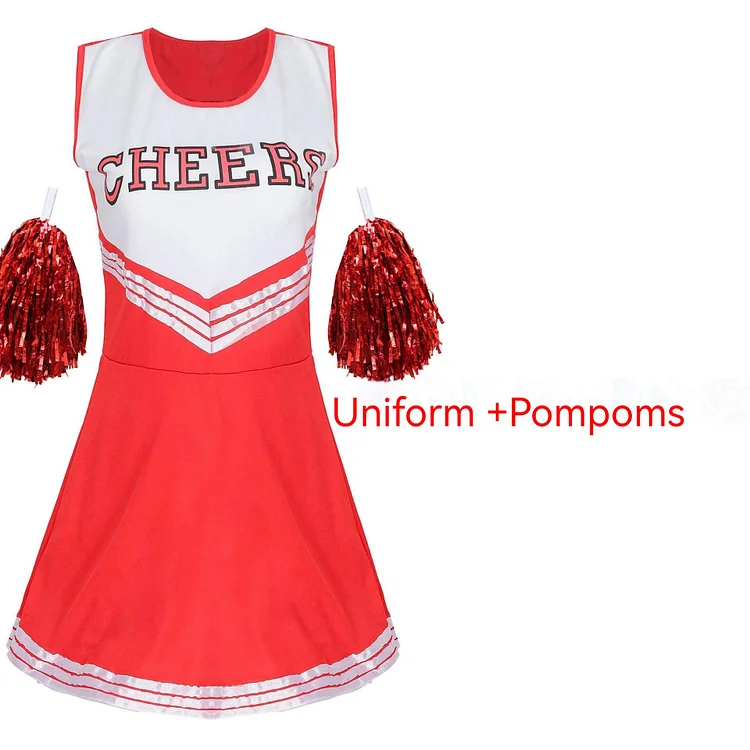 【Wetrose】In Stock Cheers Costume Cheerleading Uniform Cheerleader Pompoms School Sports Day Meeting Race Match Cheering Adult