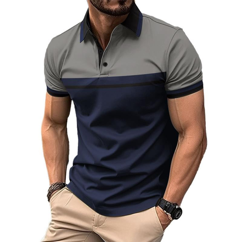 Men's Casual Color Block Short Sleeve Polo Shirt 82419497Y