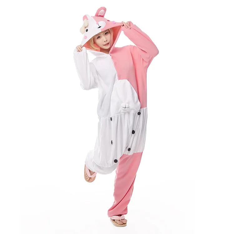 Danganronpa Monomi Pink Bunny Jumpsuit Sleepwear Outfit Cosplay Costume Halloween Carnival Suit