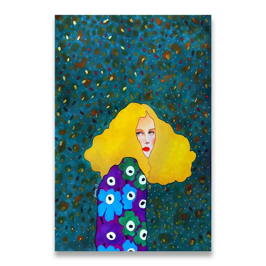 Vintage Abstract Girl Hair Flower Women Wall Art Canvas Painting Fashion Nordic Poster Wall Pictures For Living Room Unframed