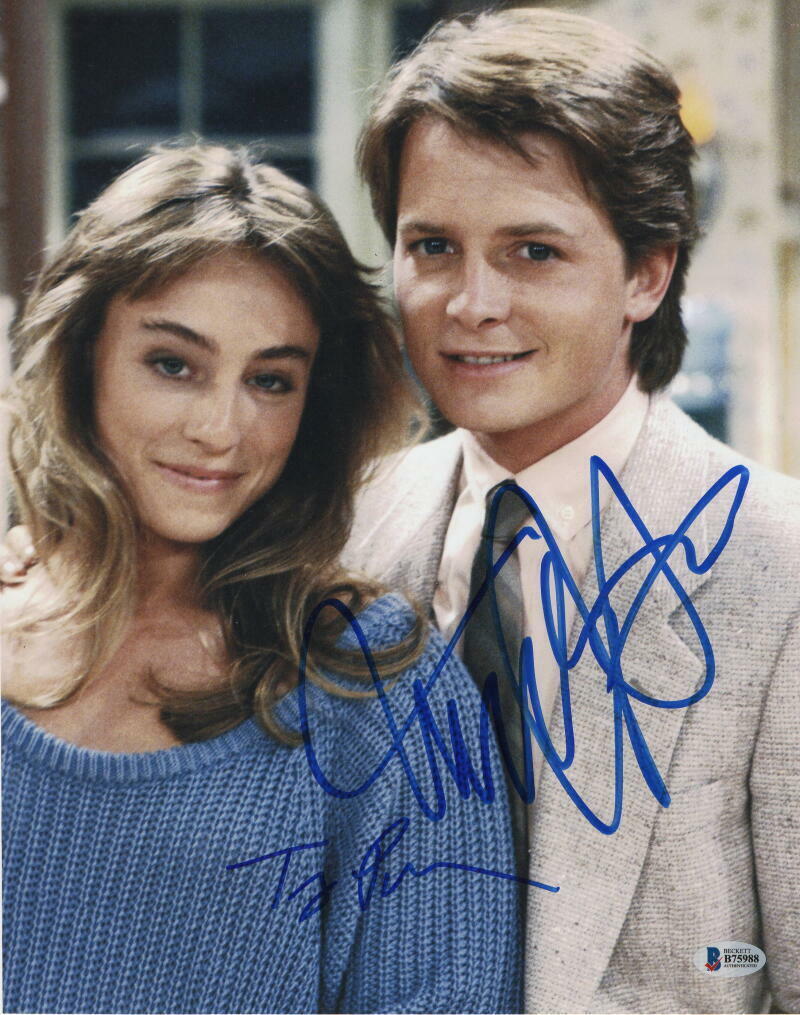 MICHAEL J FOX & TRACY POLLAN SIGNED AUTOGRAPH 11x14 Photo Poster painting - FAMILY TIES, RARE!