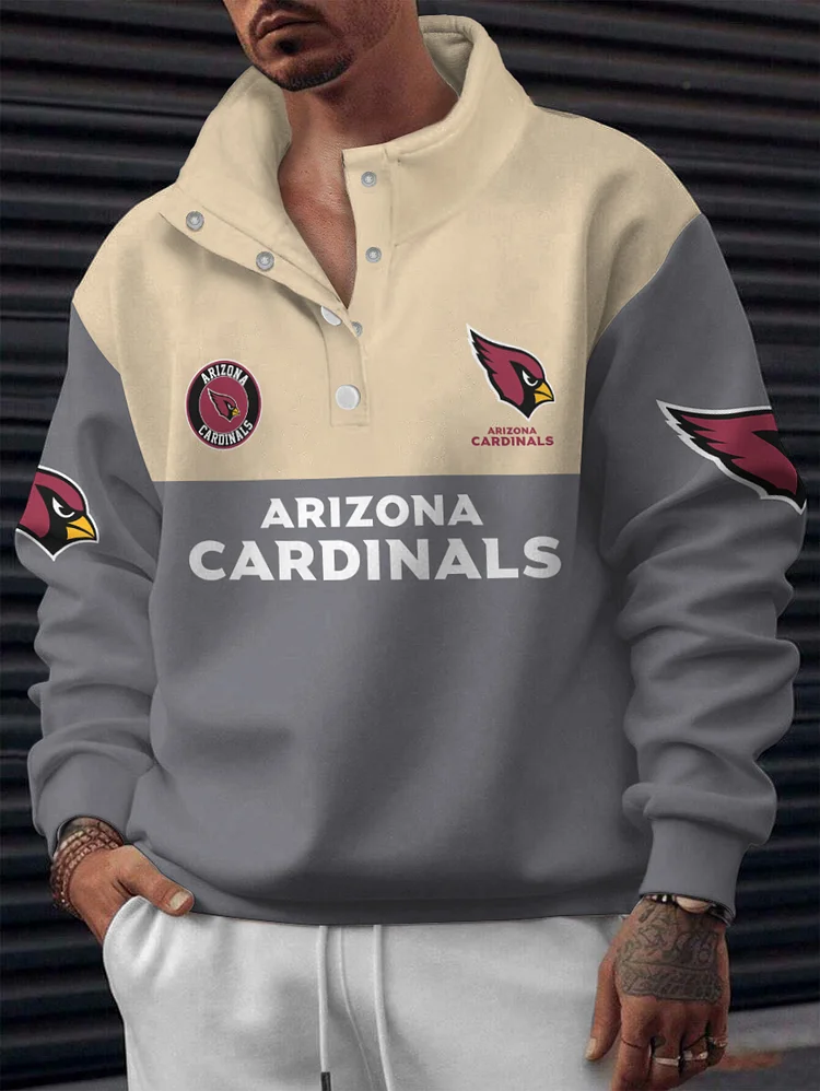 Arizona Cardinals  2025 New Design Casual Snap  Mockneck Pullover Sweatshirt