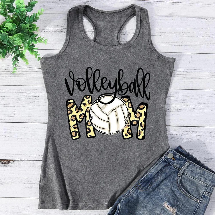 Volleyball Mom Sport Leopard Funny Vest Top-Annaletters