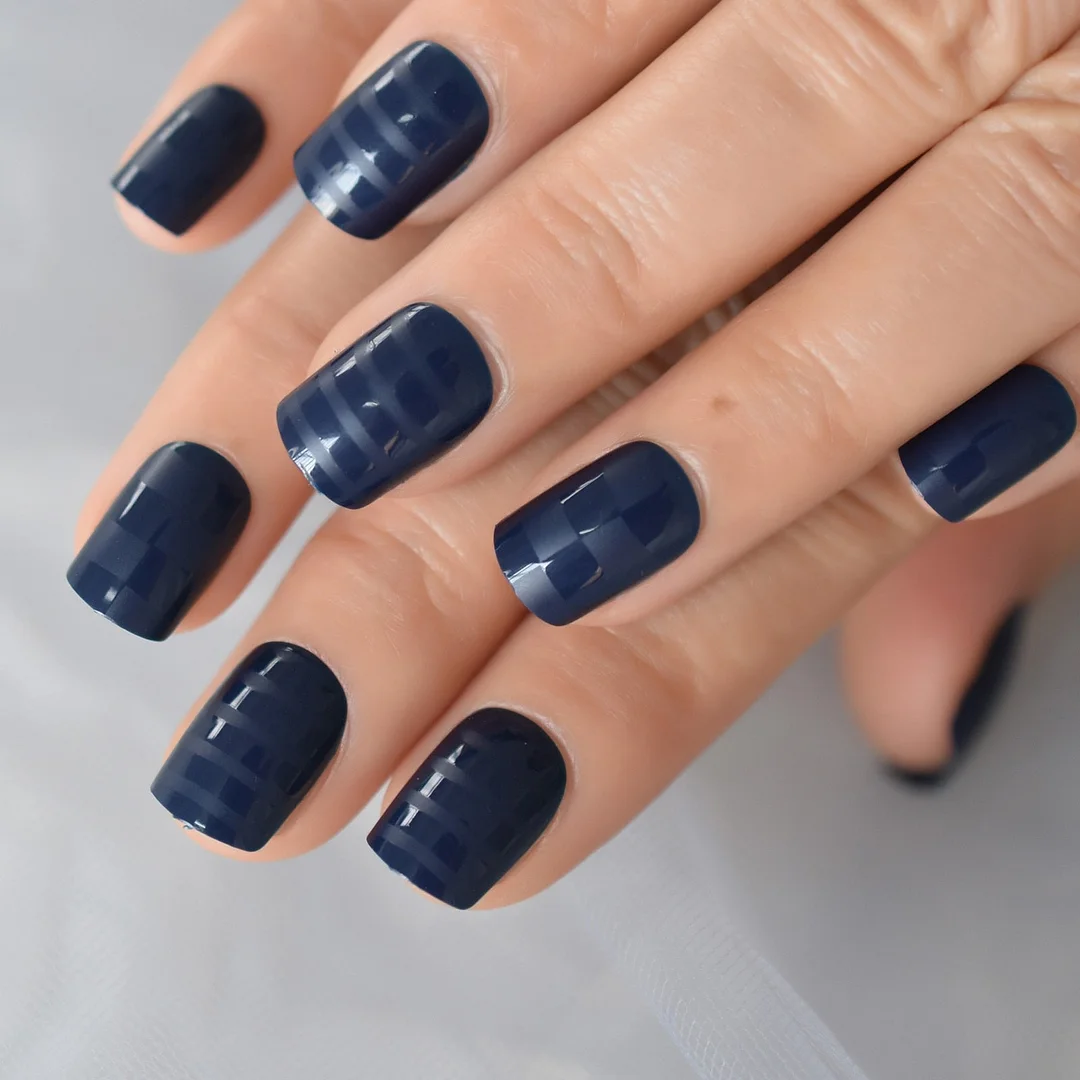 24Pcs/Set Grey Marble Design Lady Nails Acrylic Full False Nail Tips Nail Art Fake Nails Tools + Duo Side Sticker Z141-Nail Inspo