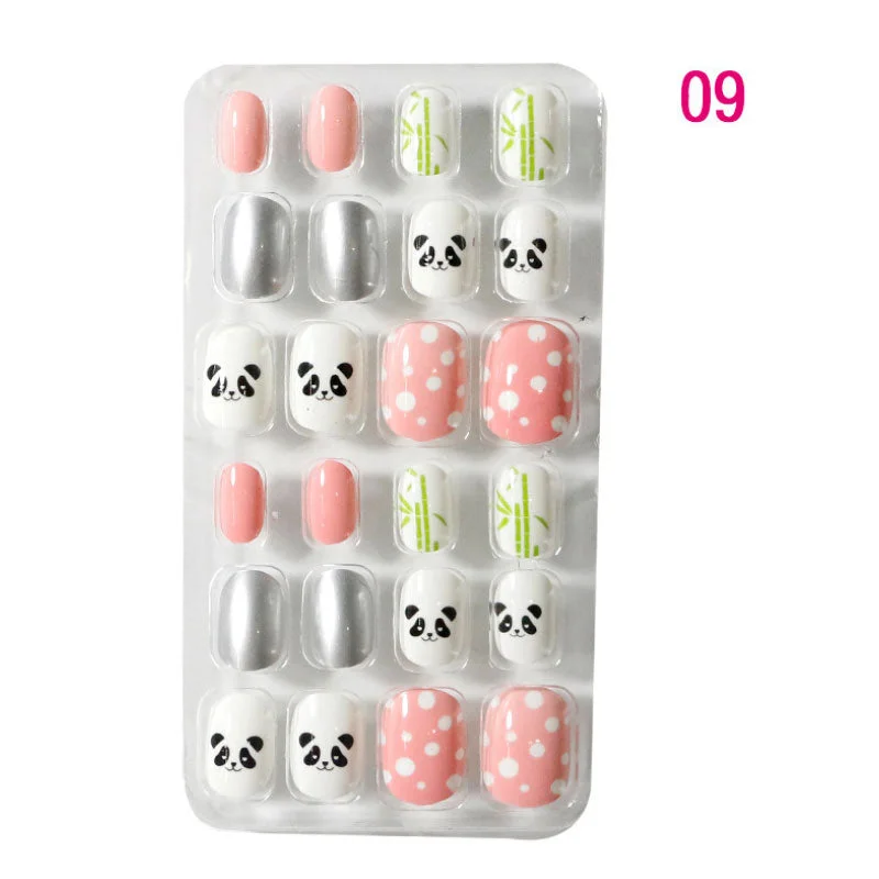 24PCS/box Children/adult Cartoon Candy Fake Nails Full Coverage Self-adhesive Nail Polish Cute Girl Manicure Decoration CL02