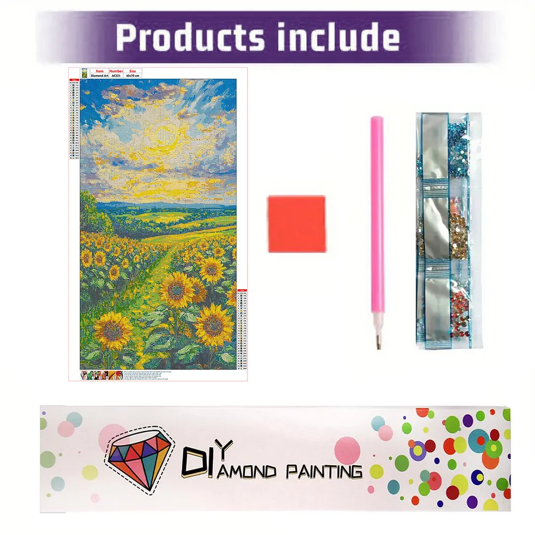Sunflowers 5D Full Round Drill DIY Diamond Painting Kit for Adults 40x70CM