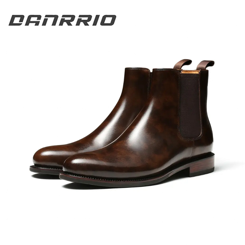 DANRRIO Luxury Museum Calf Leather Chelsea Boots for Men with Handcrafted High-Top Design DANRRIO.COM DANRRIO