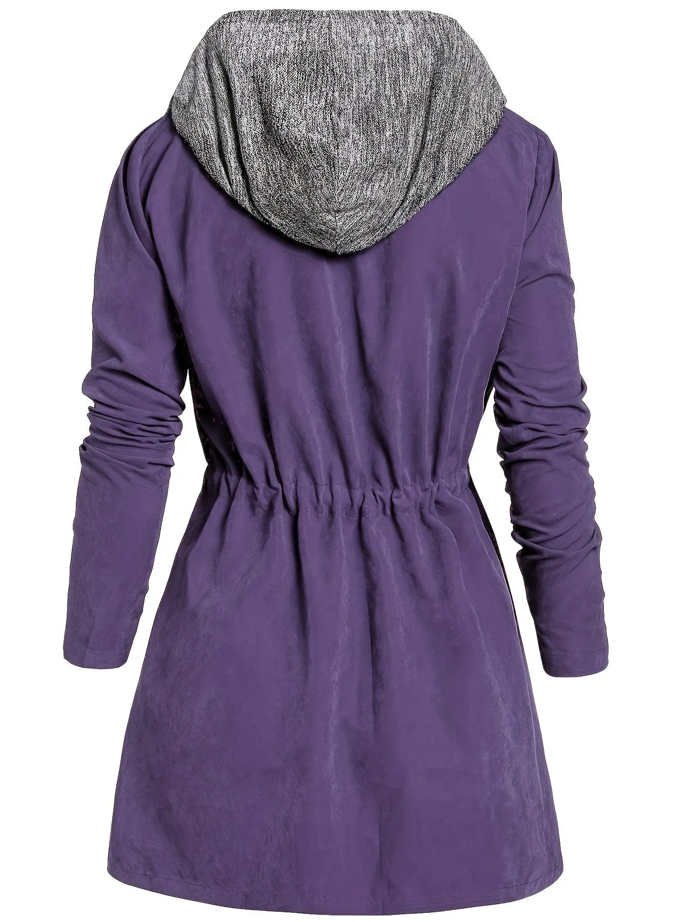 Ruched Hooded Coat Plus Size