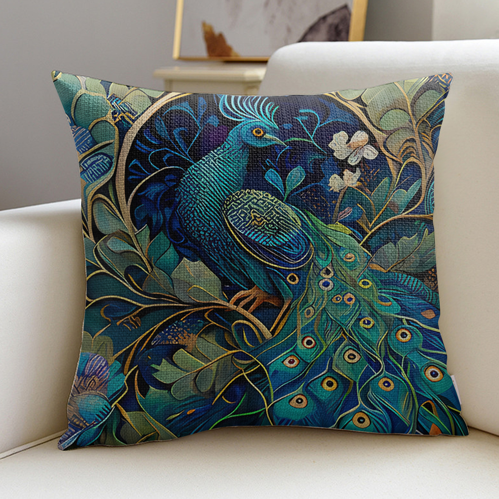 11CT Stamped Cross Stitch Pillow Case Peacock (45*45CM) gift Embroidery Stamped Counted Cross