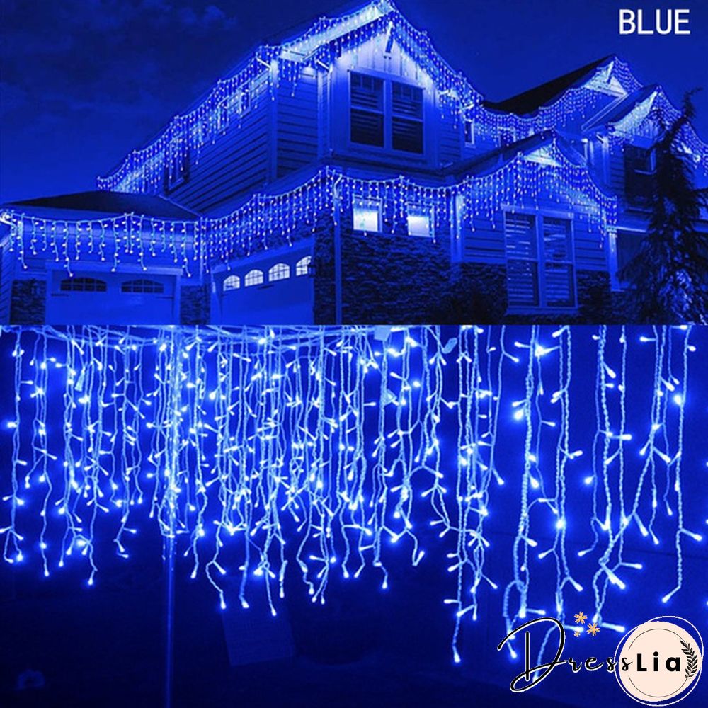 5M Christmas LED Curtain Icicle String Lights Droop 0.4-0.6m AC 110V/220V Garden Street Outdoor Decorative Holiday Light