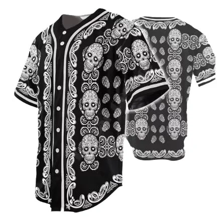 Gothic Baseball Uniform Skull T-shirt