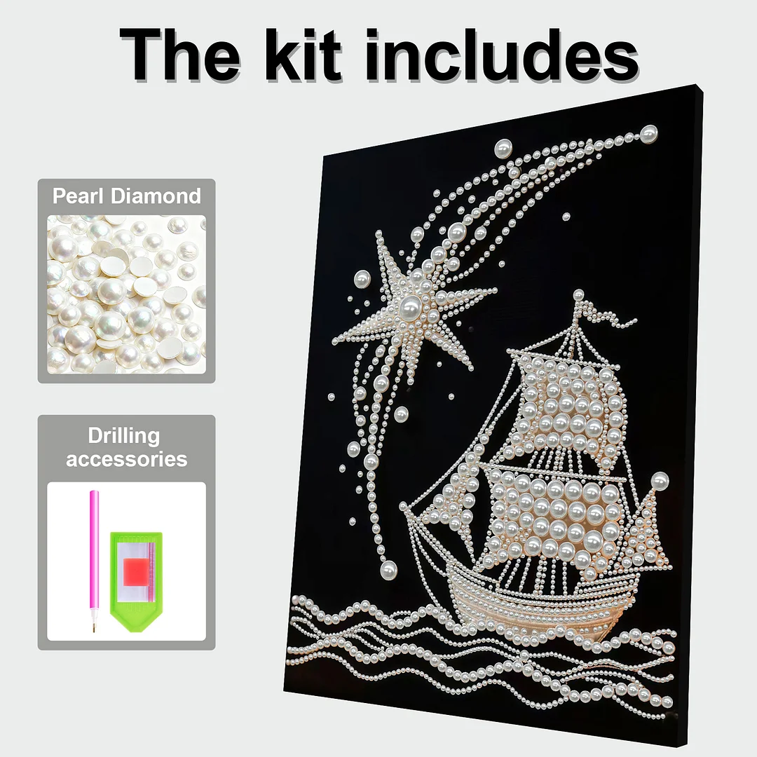 Sailboat - DIY Pearl Diamond Art Kit With Frame 30*40cm