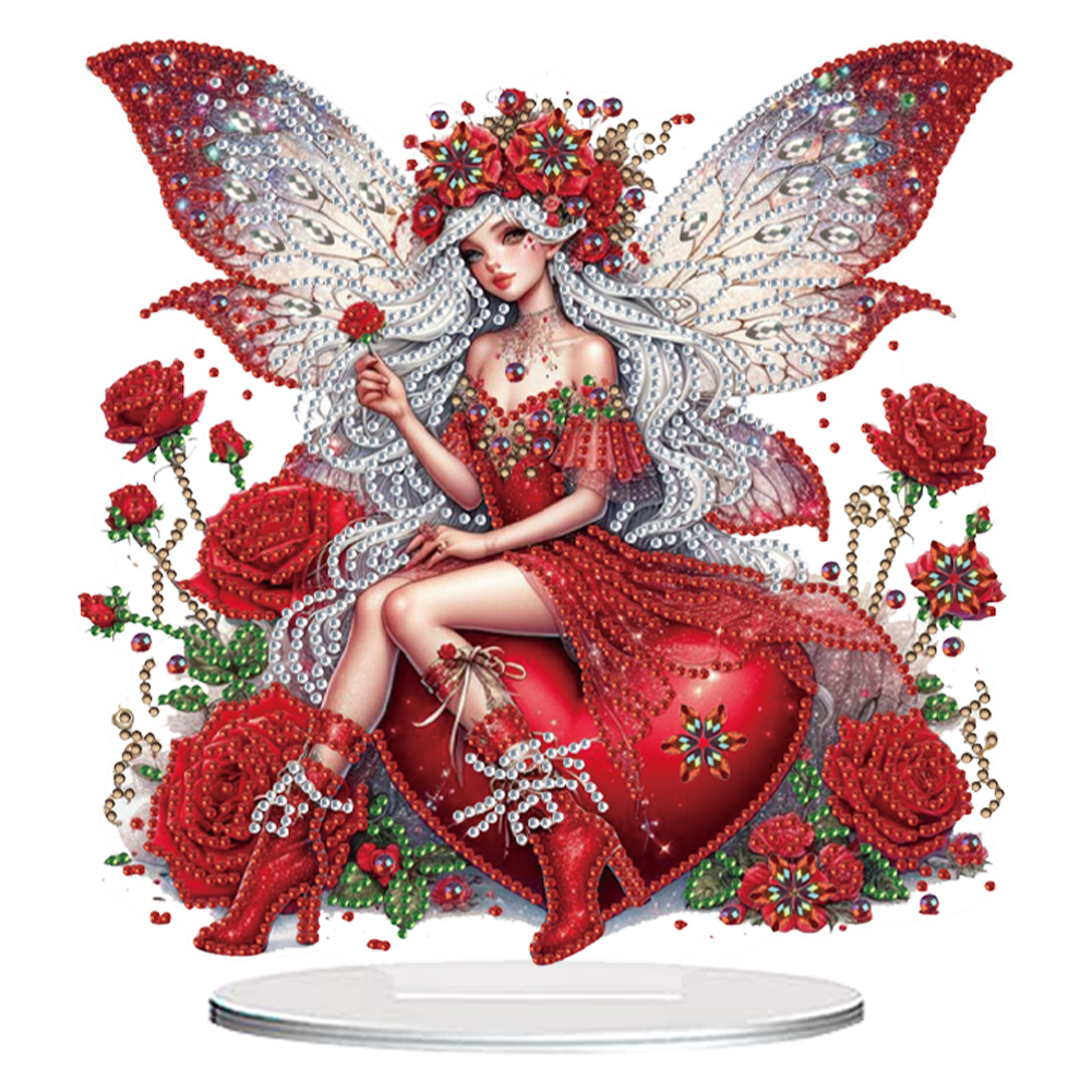 Acrylic Special Shape Love Elf Girl Diamond Painting Desktop Decors for Home