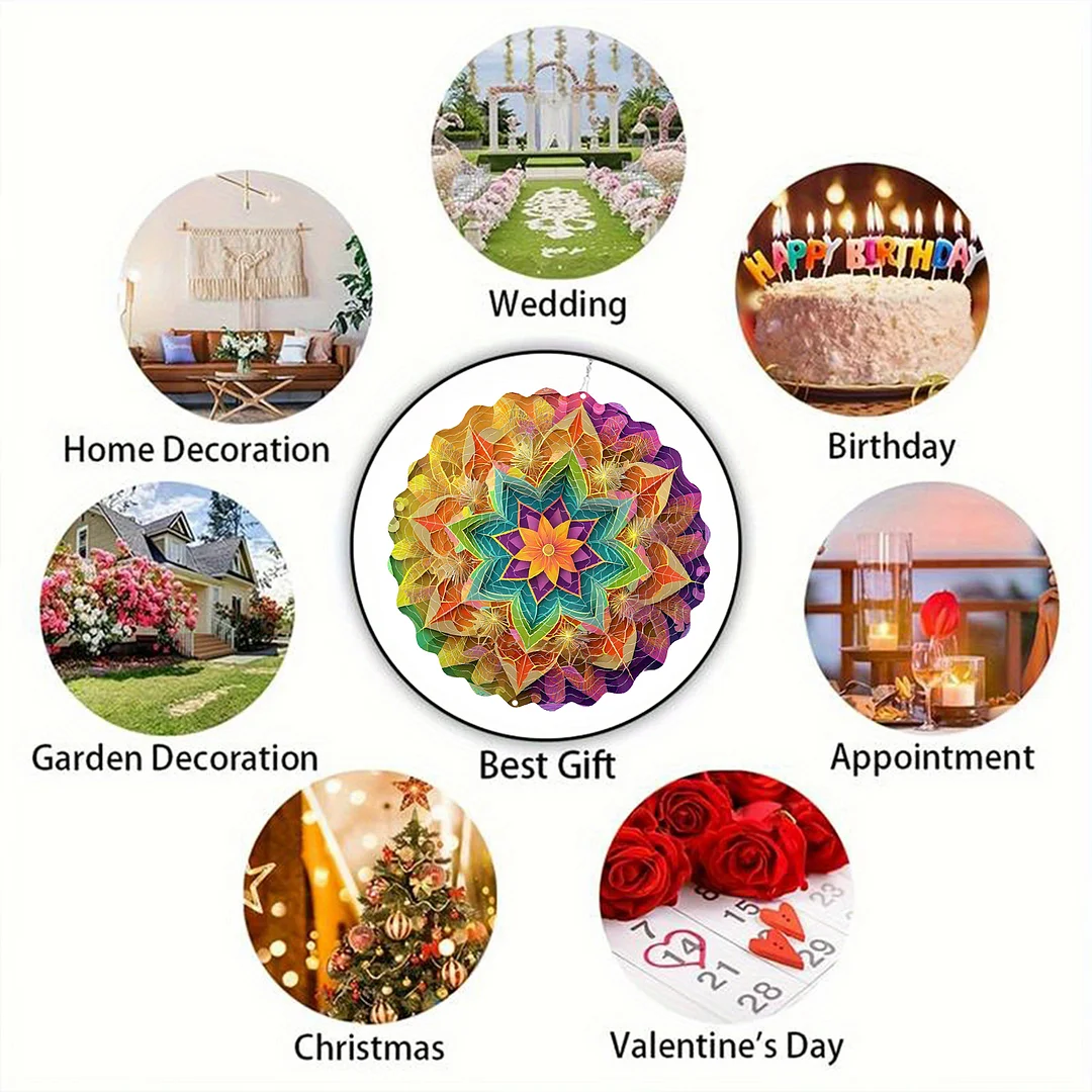 Mandalas Hanging Wind Spinner 360 Degree Rotating 3D Garden Wind Spinners 10-Inch Hanging Wind Catcher Art Gift for Home Garden Halloween Christmas (11)