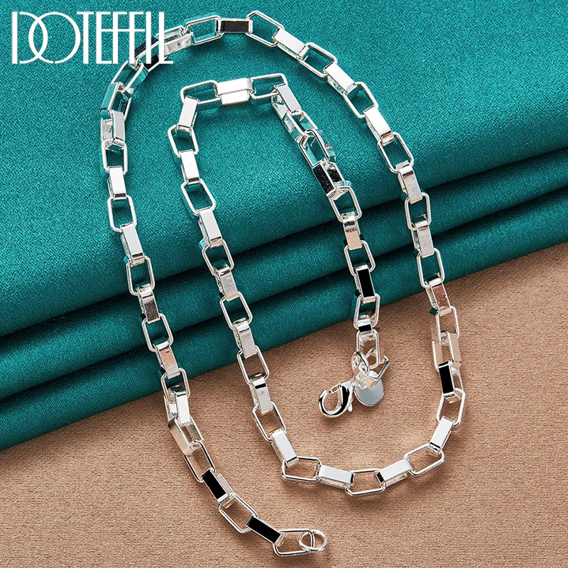 DOTEFFIL 925 Sterling Silver 18 Inch 4mm Box Chain Necklace For Man Woman Jewelry