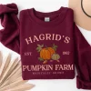 Women's Hagrid's Halloween Pumpkin Patch Printed Long- Sleeve Fall Sweatshirt